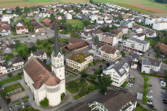 Dorfzentrum aus der Vogelperspektive
